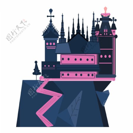 卡通建筑欧洲古老城堡