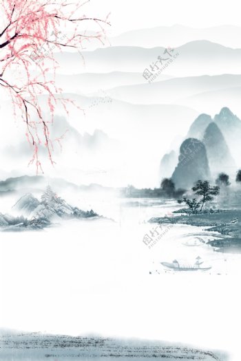水墨山水意境中国风海报