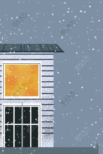 冬日房屋插画海报