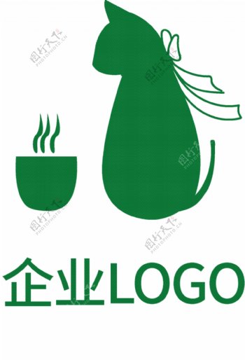 企业猫咪手绘插画LOGO