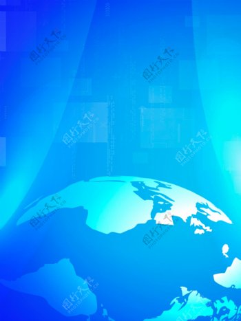 蓝色地球科技技术商务背景图