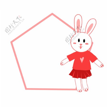 粉色兔子边框插画