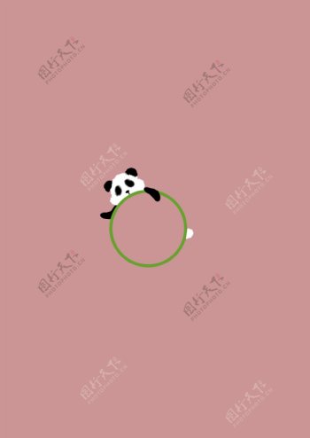 呆萌国宝熊猫可爱趣味绿色边框