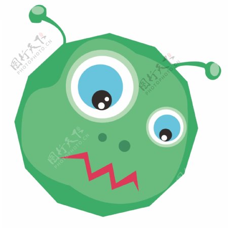 绿色细菌病毒插画