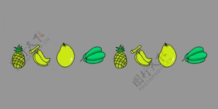 黄梨香蕉分割线插画