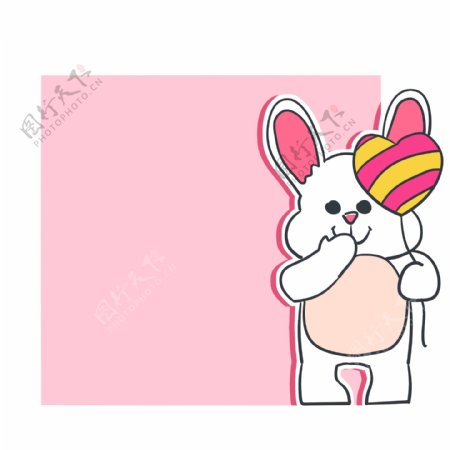粉色的小兔子边框插画