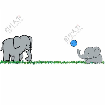 大象分割线手绘插画