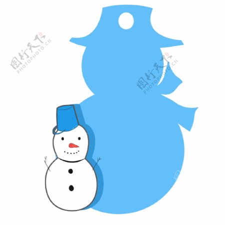 蓝色的雪人边框插画