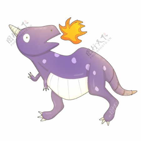 紫色喷火恐龙插画