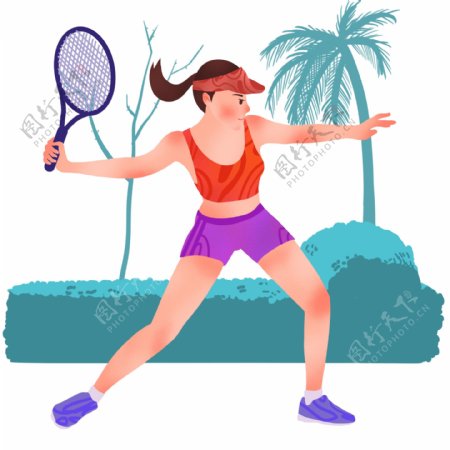 健身运动网球插画