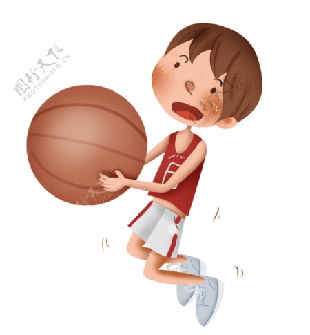 学习篮球打篮球的男孩