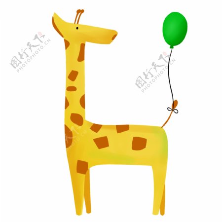 绑着气球的长颈鹿