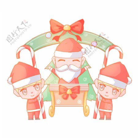 圣诞节卡通手绘圣诞老人迎圣诞免扣PNG
