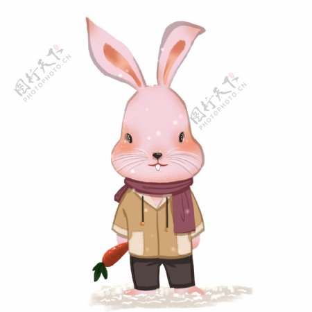 冬天卡通拟人兔子