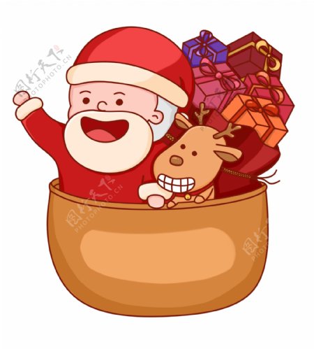 圣诞圣诞节圣诞夜圣诞树圣诞老人卡通可爱红色免扣