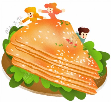 年夜饭葱油饼插画