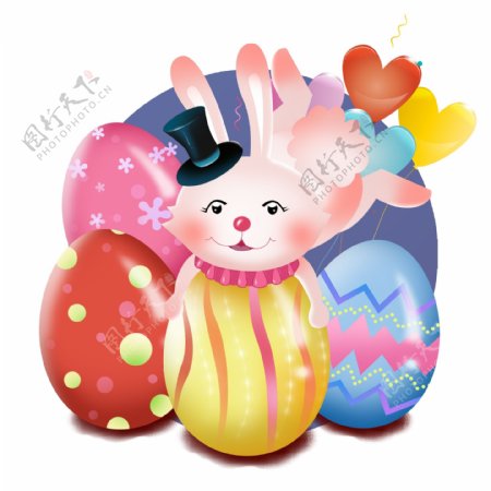 节日彩蛋可爱复活节手绘卡通兔子动物气球