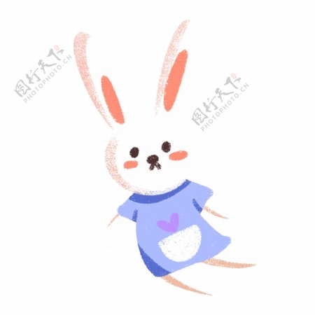 蓝色衣服可爱小兔子