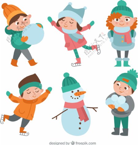 5款冬季玩耍的儿童