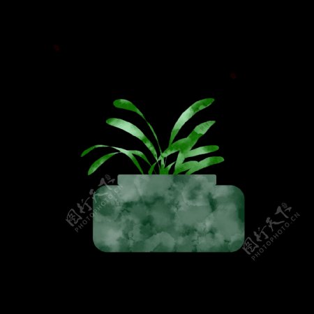绿色清新水彩植物清爽柔和生机原创装饰图案