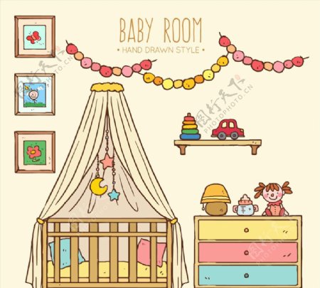彩绘温馨婴儿房设计