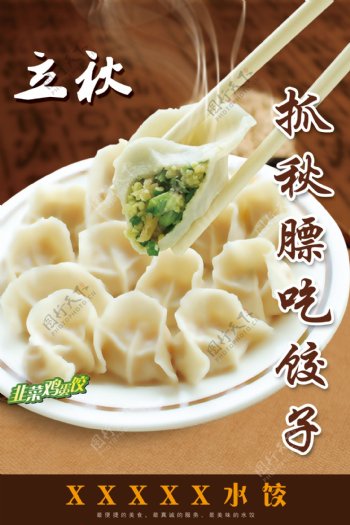 美食水饺特写海报