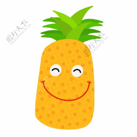 手绘卡通水果可爱笑脸菠萝