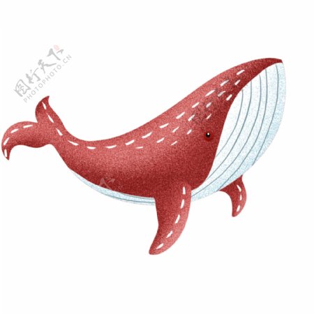 复古肌理一头鲸鱼卡通设计
