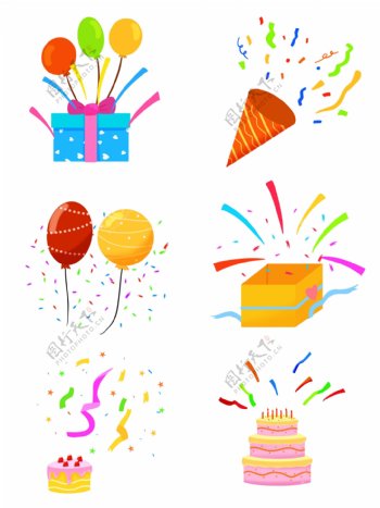 礼花气球生日蛋糕礼盒彩带组合派对装饰