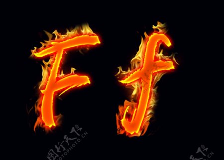 火焰英文字母Ff分层