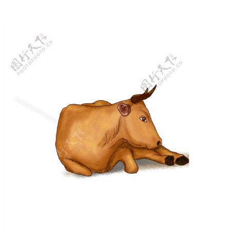 手绘一头趴着的牛设计