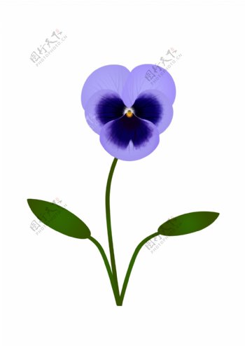简约手绘矢量紫色三色堇花朵植物设计元素