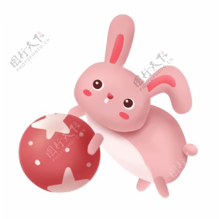 可爱粉色兔子装饰元素
