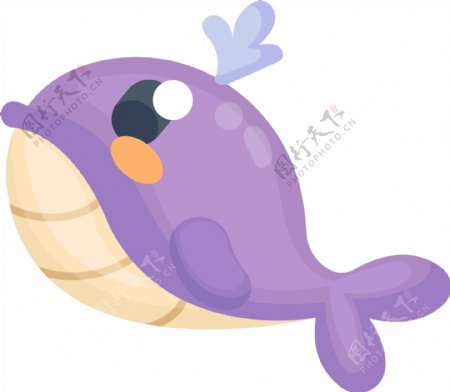 卡通可爱鲸鱼紫色矢量元素