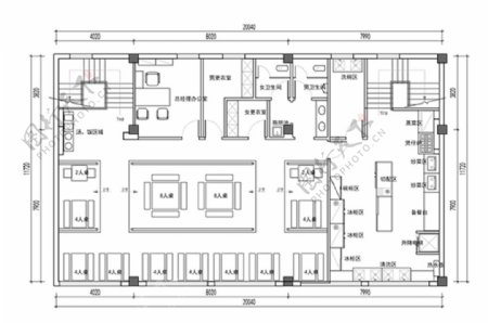 快餐厅空间设计CAD平面方案