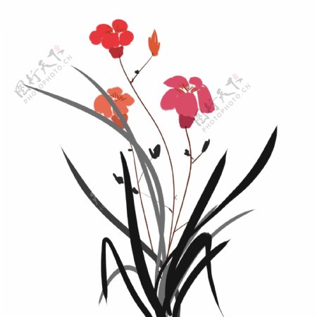 中国画手绘风写意水墨花卉