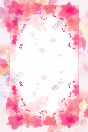 中国风日式樱花边框海报背景