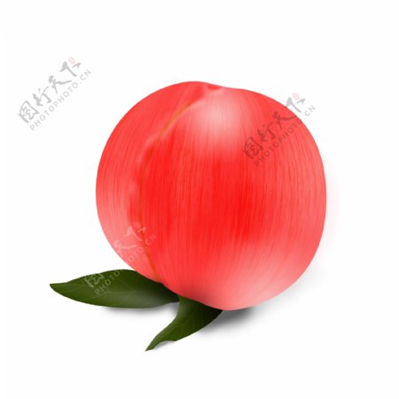 水蜜桃鼠绘水果桃子粉色果子卡通仙桃叶子