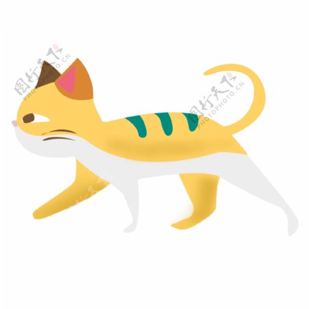 可爱黄色猫咪装饰元素