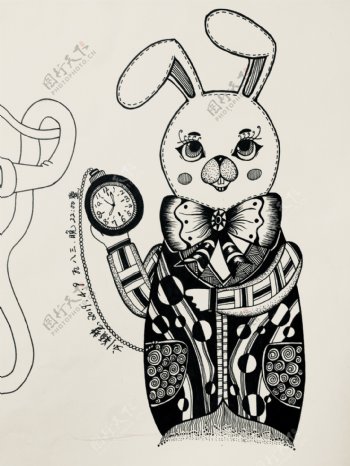 线描兔子