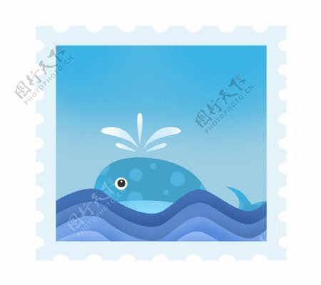 鲸鱼蓝色邮票