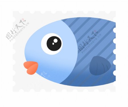 小鱼蓝色邮票