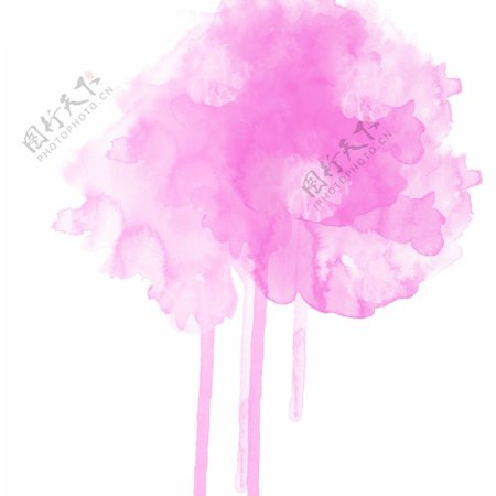 粉色的水彩墨迹插画