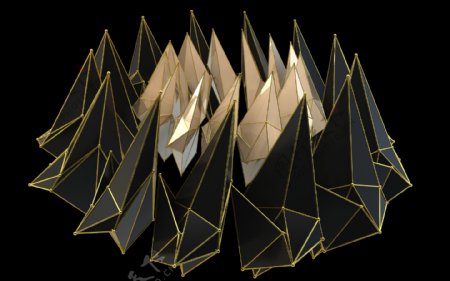 3d立体简约霸气黑金陨石几何图形堆