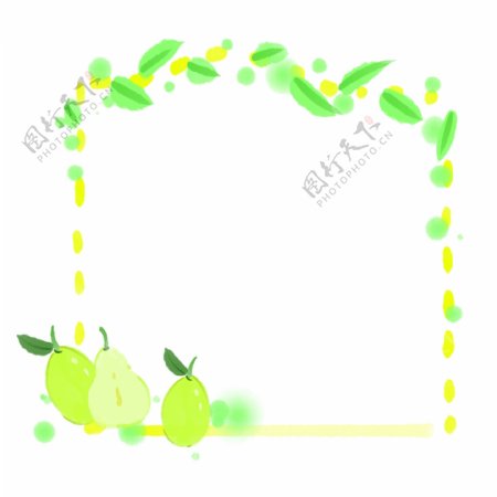 绿色梨子边框装饰
