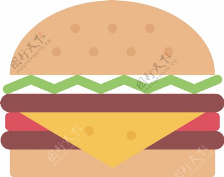 卡通汉堡包图标免抠图
