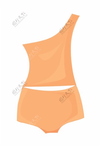 橙色单肩泳衣