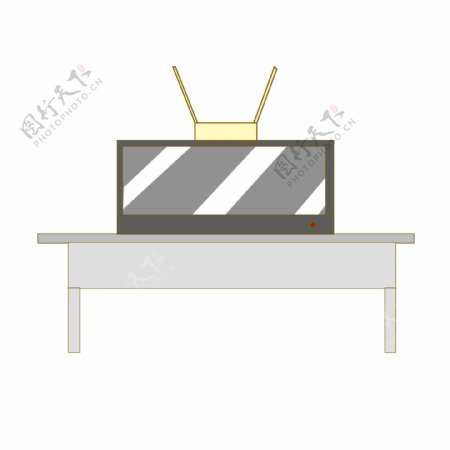 银色桌椅电视机