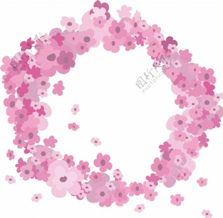 粉色的植物花环插画