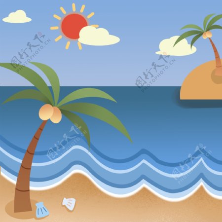 夏季元素免扣沙滩大海椰子树